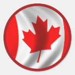 Waving Canadian Flag Round Sticker