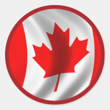 Waving Canadian Flag Round Sticker
