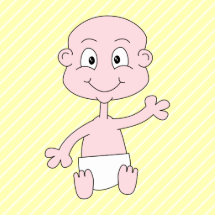 Waving Cute Baby, on yellow stripes. Custom Acrylic Cut Out