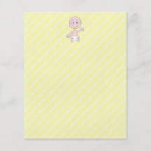 Waving Cute Baby, on yellow stripes. Flyer Design