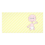 Waving Cute Baby, on yellow stripes. Picture Card