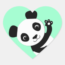 Waving Panda Heart Sticker