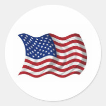 waving US American flag Round Stickers