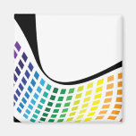Wavy Rainbow Squares Abstract Layout Refrigerator Magnet