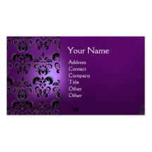 WAX SEAL DAMASK  MONOGRAM purple Business Card