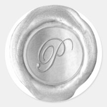 Wax Seal Monogram - Silver - Script P - Sticker