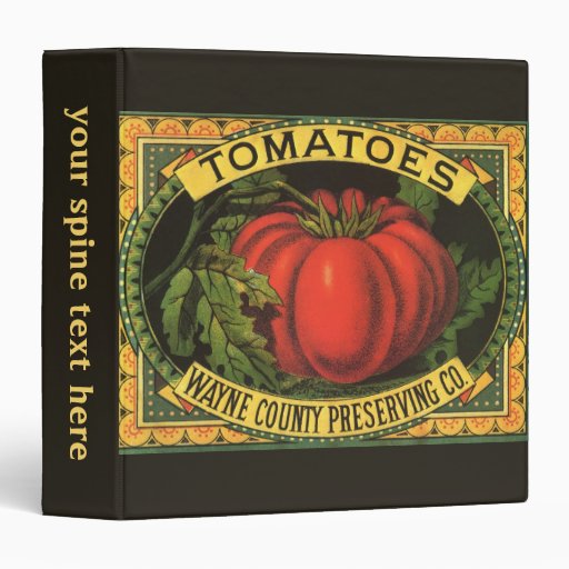 Wayne Co Tomatoes Vintage Fruit Crate Label Art 3 Ring Binders