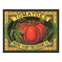 Wayne Co Tomatoes Vintage Fruit Crate Label Art Announcement