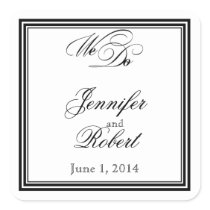 We Do Modern Frame Black White Envelope Seal Stickers