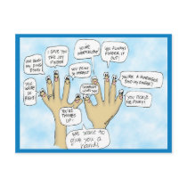 We Glove You Inspiration Cartoon Fingers Postcards