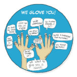 We Glove You Inspiration Cartoon Fingers Sticker