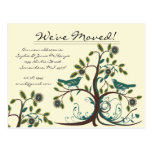 We Have Moved Teal Vintage Birds in a Tree Postcards