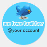 we love twitter round stickers