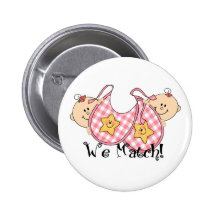 We Match Peeking Twins with Bibs 2 Girls Button