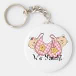 We Match Peeking Twins with Bibs 2 Girls Keychain