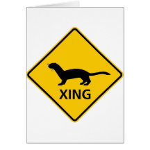 Weasel / Ferret Crossing Highway Sign Greeting Card