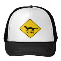 Weasel / Ferret Crossing Highway Sign Mesh Hats
