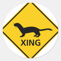 Weasel / Ferret Crossing Highway Sign Sticker