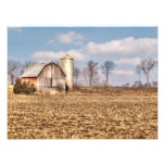 Weathered Barn & Silo in Cornfield Art Photo