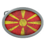 Weathered Macedonia Flag Belt Buckles