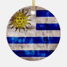 Weathered Uruguay Flag Christmas Ornaments