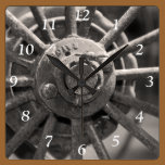 Weathered Wagon Wheel Square Clock wall clocks
