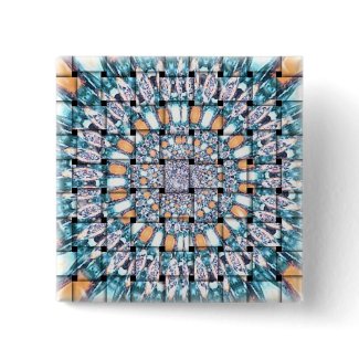 Weaved Blue/Orange Sunflower Button