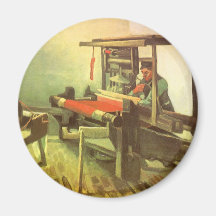 Weaver Facing Left Spinning Wheel Vincent van Gogh Fridge Magnet