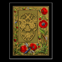 Webbed Skull Day of the Dead Halloween Gothic postcards
