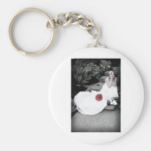WedBouquetR091810StairsBW Keychains