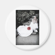 WedBouquetR091810StairsBW Magnets