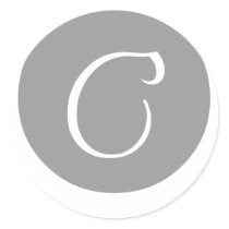 Wedding, All Occasion Monogram C Grey & White Seal Round Sticker