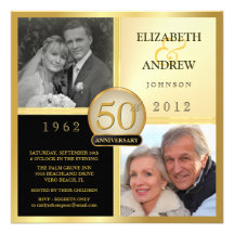 Wedding Anniversary Then & Now Photo Invitations