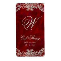 Wedding Anniversary Wine Label Antique Roses Red