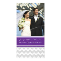 Wedding Announcement Photo Card Grey Plum Chevron