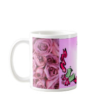 Wedding Bells Frame & Pink Roses (1) Favour Mug