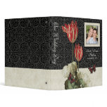 Wedding Binder - Black n Cream Red Tulip Damask