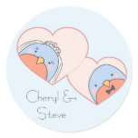 Wedding Birds in Hearts Blue Sticker