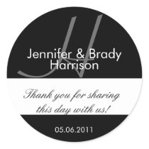 Wedding Bride and Groom Monogram H Favour Sticker