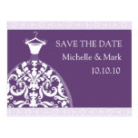 Wedding Bride Save the Date Purple Card Postcards