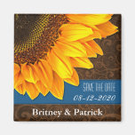 Wedding Brown Blue Sunflower Save the Date Magnets