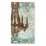 Wedding Business Card Vintage Chandelier Damask GB