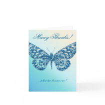 Wedding Butterfly Thank You Card Blue