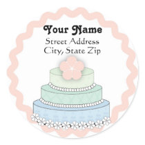 Wedding Cake Address Label Round Stickers
