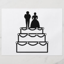Wedding cake with bride and groom cartoon custom flyer