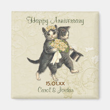Wedding Cats Anniversary - Customize Fridge Magnets