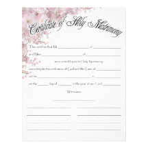 Wedding Certifficate Customized Letterhead