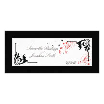 Wedding Church Program - Delicate Red Flowers Custom Rack Cards