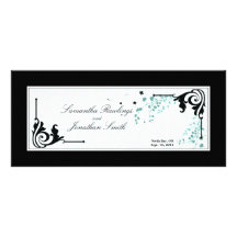 Wedding Church Program - Delicate Teal Flowers Custom Rack Card