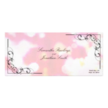 Wedding Church Program - Pink Yellow Corner Swirl Personalized Rack Card